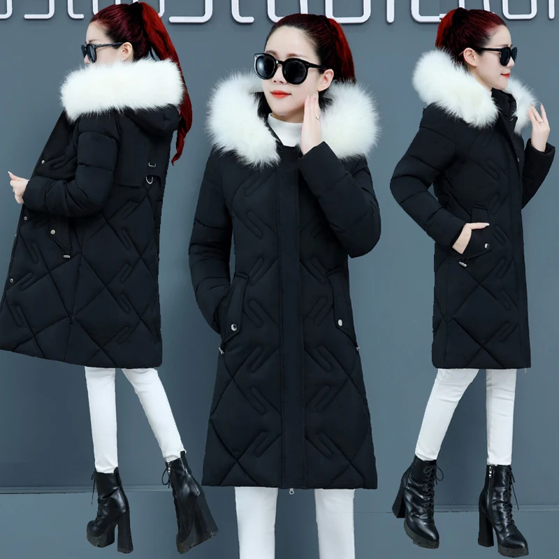 Winter Jacket Women Fur Collar Long Parka Warm Slim Winter Coat Woman Puffer Jacket Padded Outwear Coat Women
