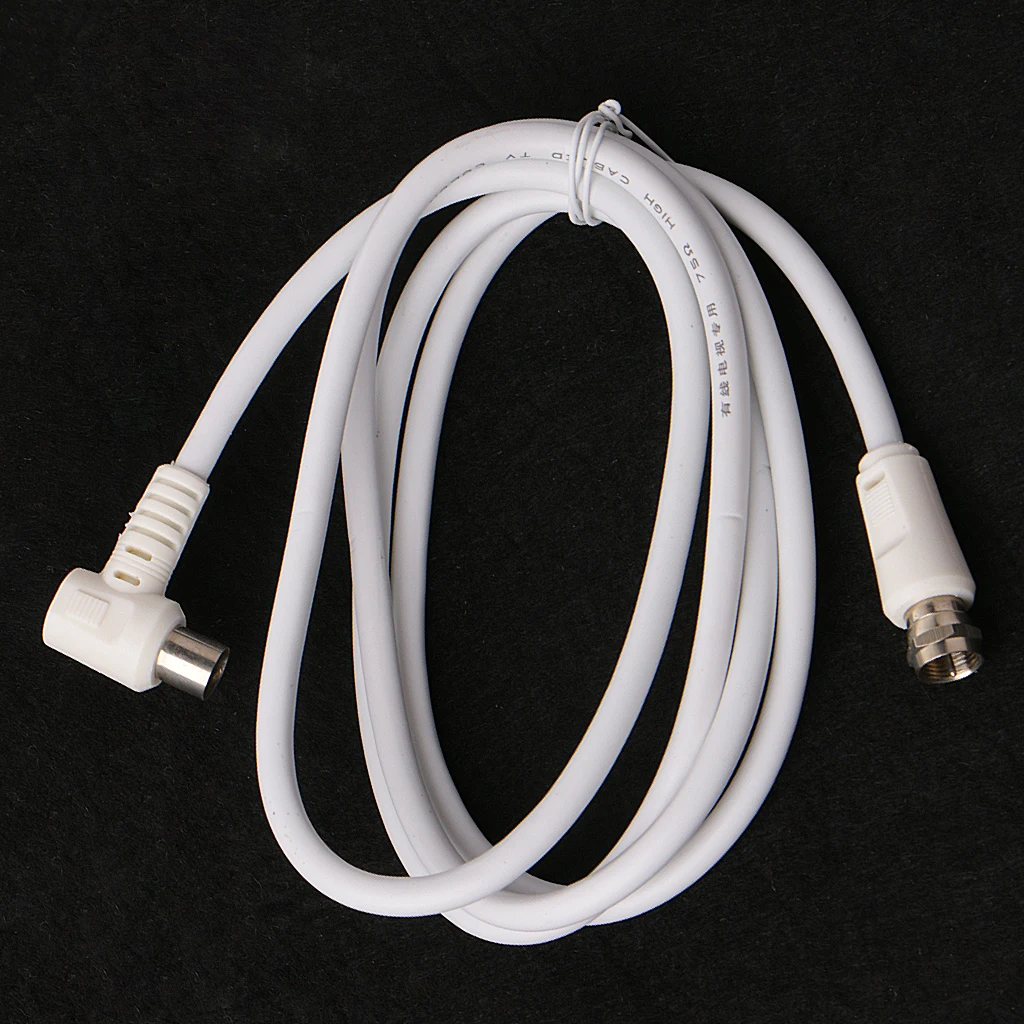 

100% Brand New and High Quality 9.5mm White 90 Degrees Male To F Type Male Coaxial TV Satellite Antenna Cable