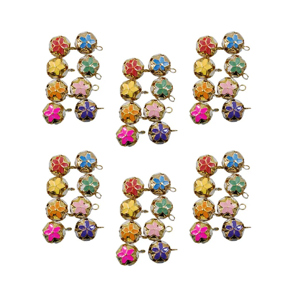 

100 Pcs 14MM Creative Bells Pendant Accessories Hollow Cherry Blossoms Japanese Bells Iron Bells Hanging Accessories Supplies fo