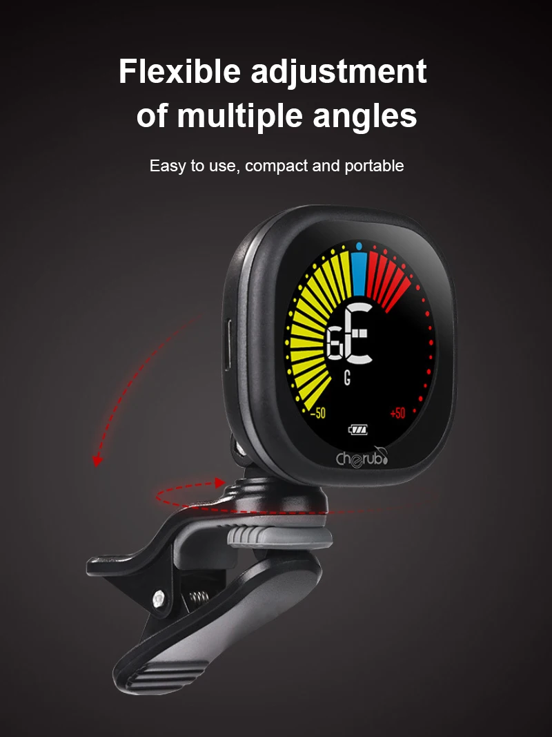 cherub wst 670 elektrische gitarre tuner pedal clip auf mini lcd display usb tuner wiederaufladbare chromatische gitarre violine zubehör free glo