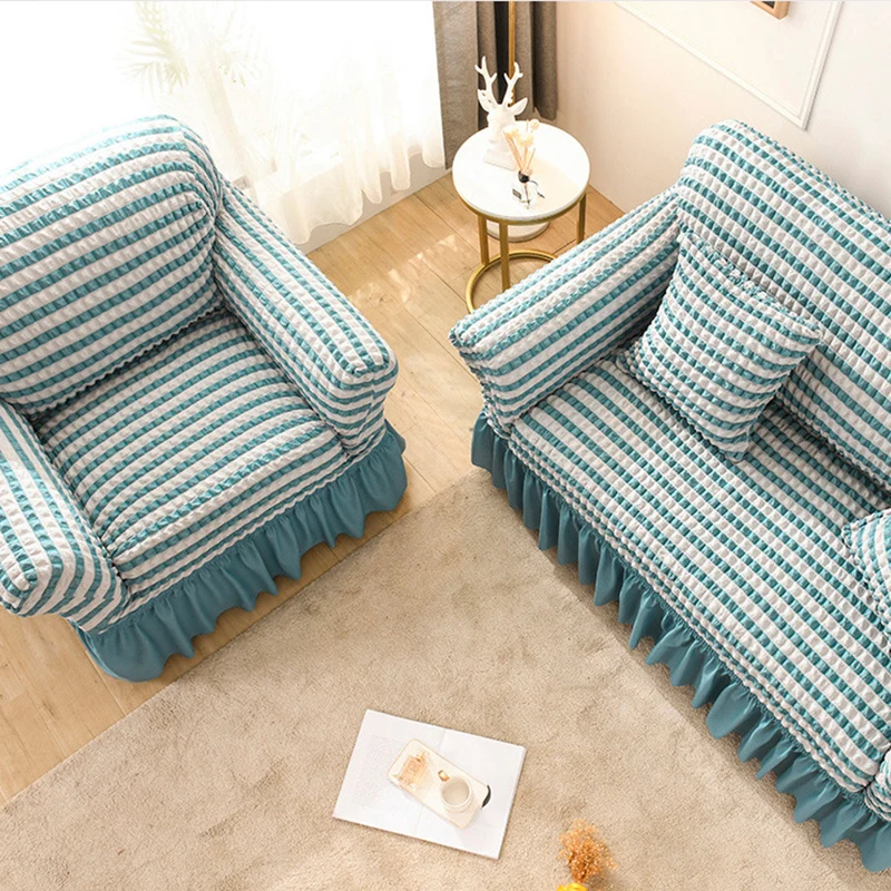 Универсальные чехлы для диванов из жаккардовой ткани с юбкой растягивающиеся