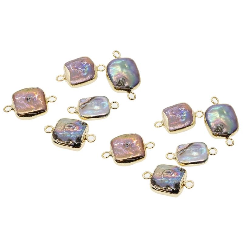 

Натуральный пресноводный жемчуг, квадратная позолоченная подвеска с двумя кольцами для самостоятельного изготовления ювелирных изделий, ...