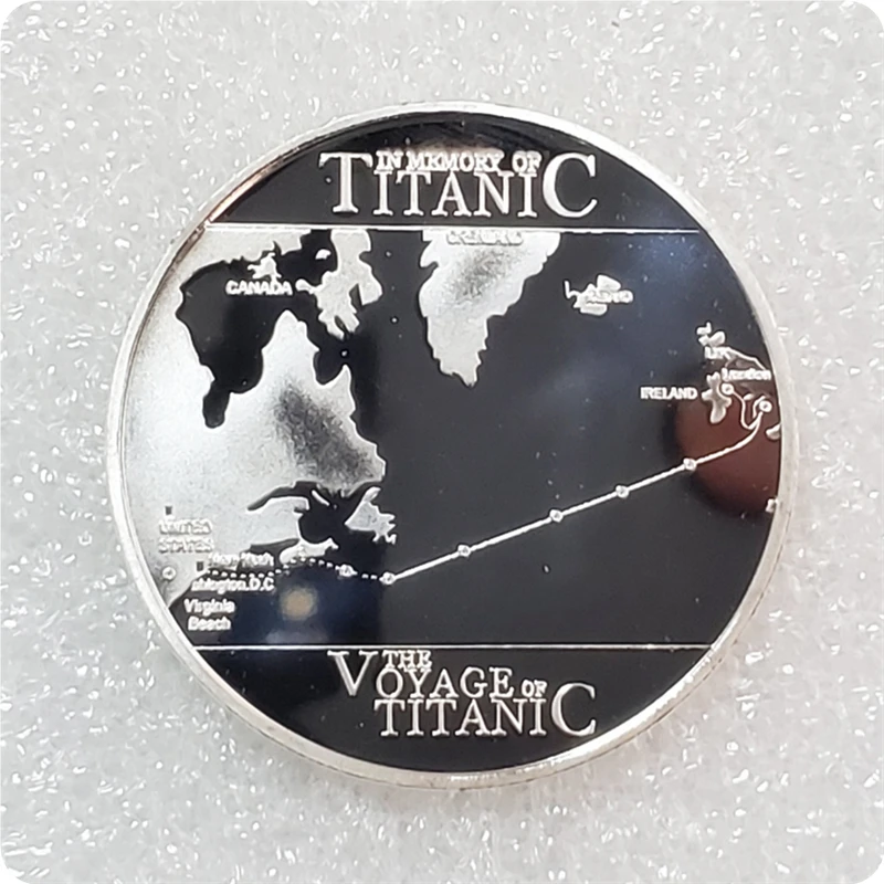 1912 The Voyage Titanic корабль и Карта путешествий позолоченная плакированная монета Rms