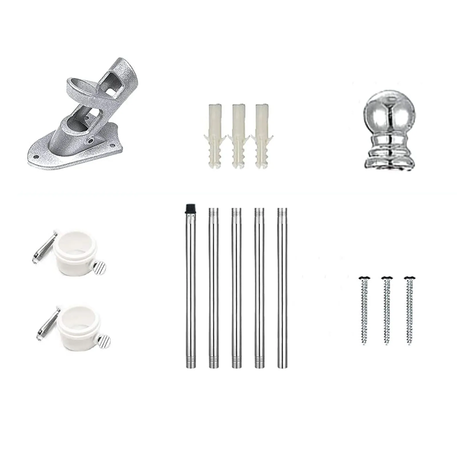 Kit de m&aacute;stil de 5 secciones de 6 pies, soporte de acero inoxidable f&aacute;cil de instalar, soporte de m&aacute;stil de desmontaje constante-0