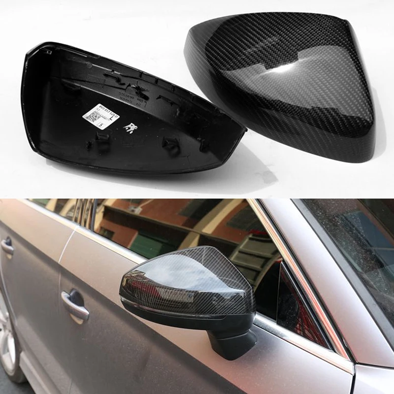 Для Audi RS3 A3 8V S3 Карбоновая крышка зеркала заднего вида с и без помощи при изменении полосы замены глянцевая черная 2014-2017 2018 2019.