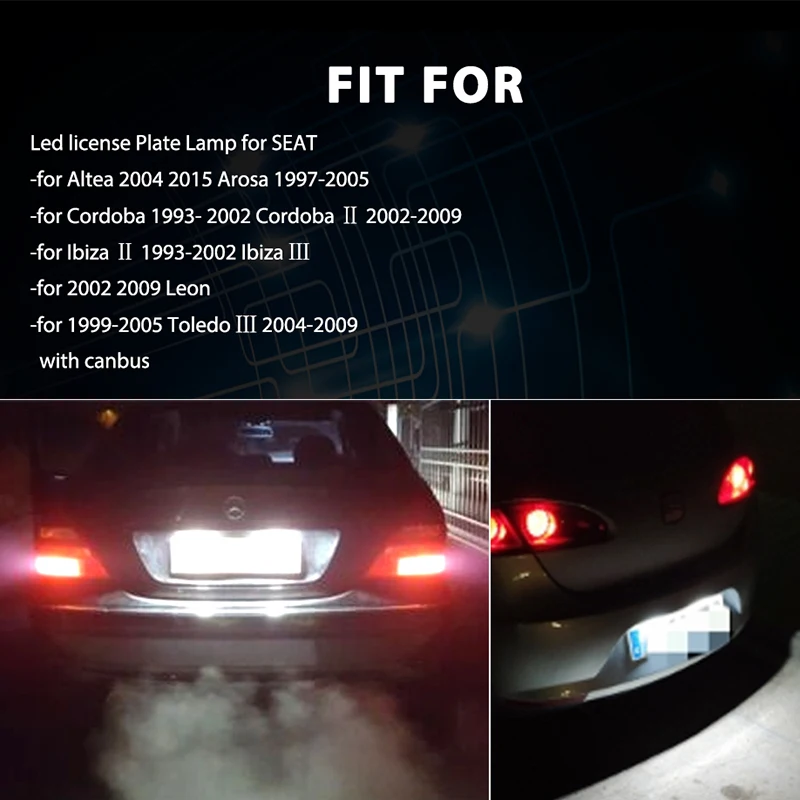 Для Seat Leon Altea Arosa Cordoba Ibiza Toledo 18 SMD Автомобильные светодиодные номерные знаки