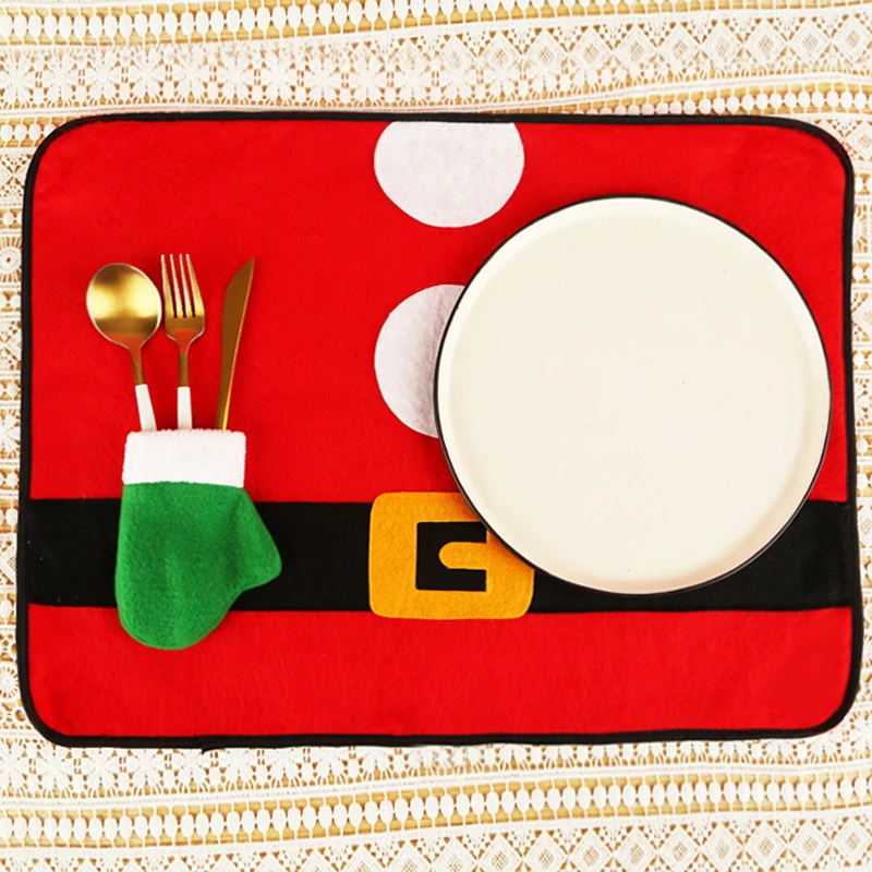 Нетканый искусственный Рождественский коврик для ножа и вилки украшение