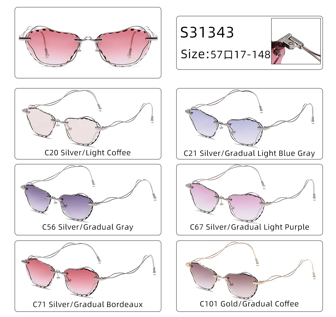 

2021 Polarized Sunglasses PC Lens Retro Pearl Rimless Sun Glasses UV400 Anti-Glare Summer Travel Beach Eyewear For Men Women