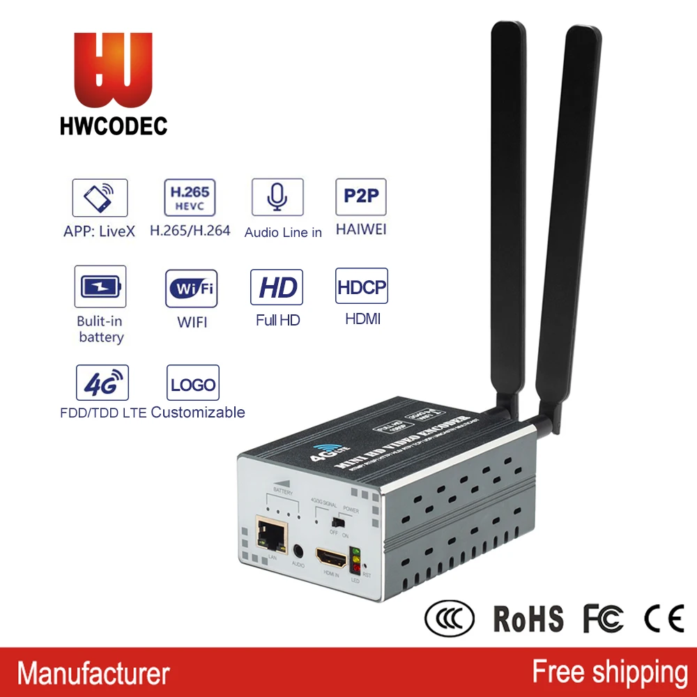 HWCODEC беспроводной HDMI к Ip живое потоковое кодирование, 4G WiFi 1080P HD видео кодировщик H.264/H.265 HEVC MPEG4 IPTV кодировщик