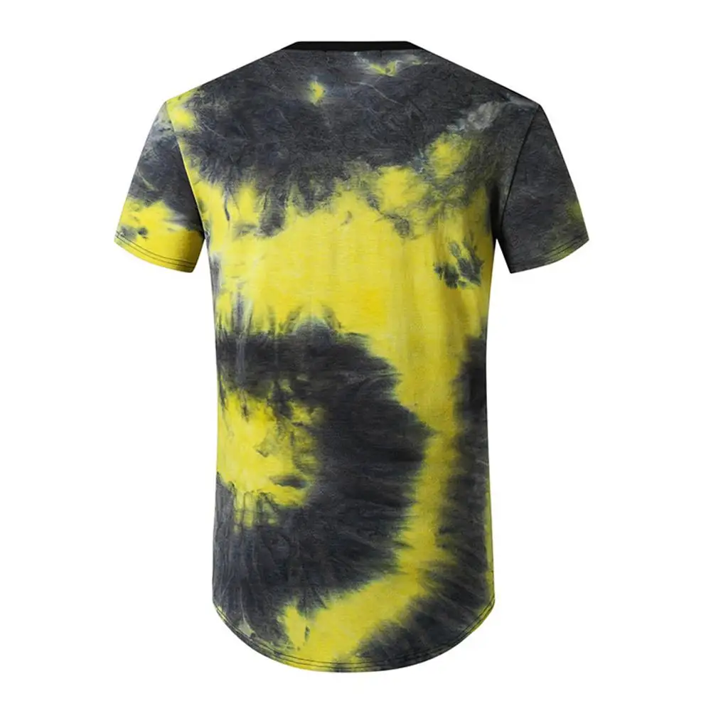 

Tie-dye Male Youth Street Wear Casual Style Short-sleeved Turtleneck T-shirt Summer Clothes Man 2021 Clothing Pullover Tees