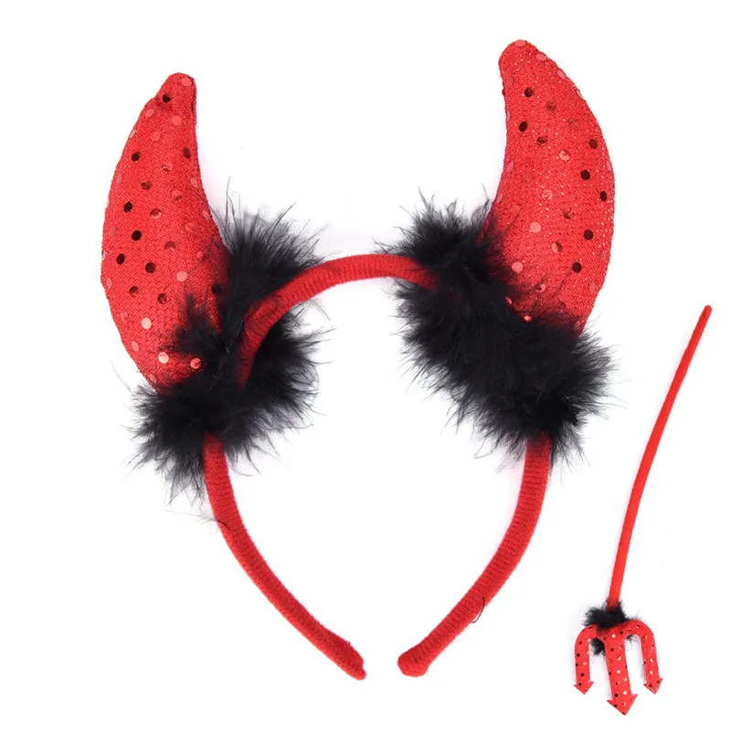 2 шт./компл. красная повязка на голову с дьявольским рогом Хэллоуин карнавал