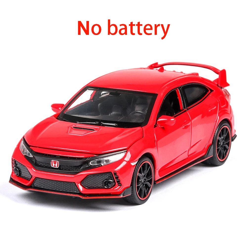 Red-box-No Battery 1:32 Civic TYPE-R Diecasts машинки, игрушечный автомобиль, модель автомобиля со звуком, светильник, коллекция, игрушки для мальчиков, подарки для детей - Цвет: Red-box-No Battery