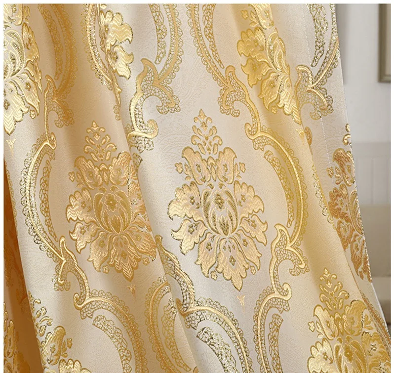 Luxury Gold Jacquard Curtains for Living Room European Goldish Cortinas Bedroom High Shading Elegant Golden Yellow Drapes | Дом и сад