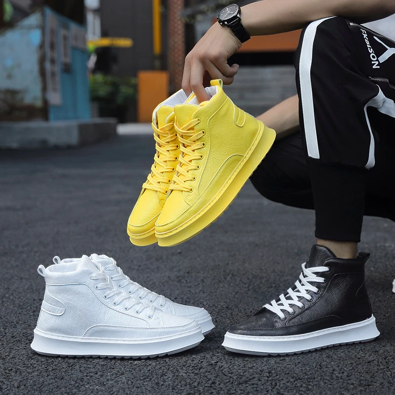 

Men's Trend Shoes Slip-on High Top Sneakers Lace-up Casual Shoes Men Canvas Shoes for Men Sneakers Leather Tenis Masculino