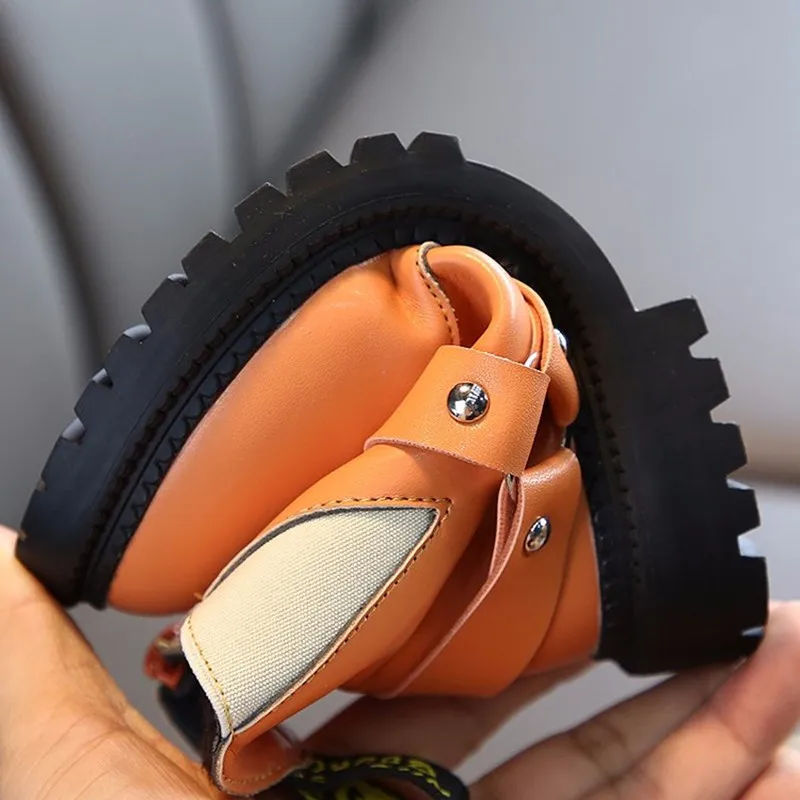 

Kids Boots Rubber Anti-slippery Boys Girls Martin Boots Fashion Kids Autumn Winter Shoes British Style Warm Cotton 27-37 Zip