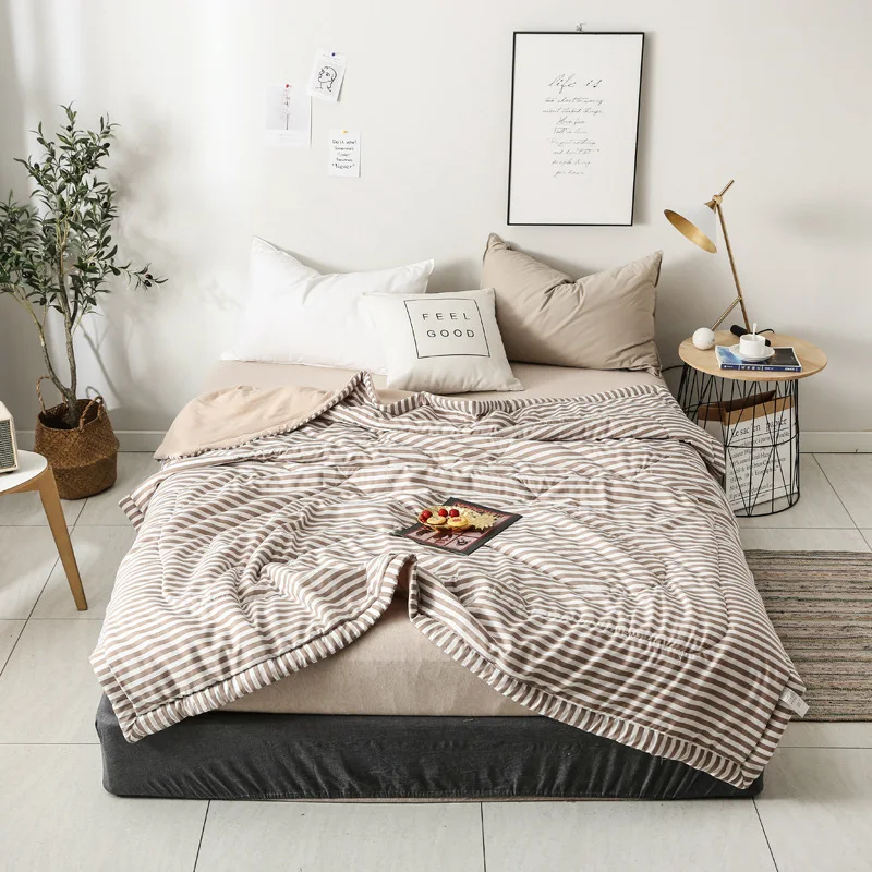 Японское летнее одеяло для кровати Клетчатое кондиционер покрывало двойное
