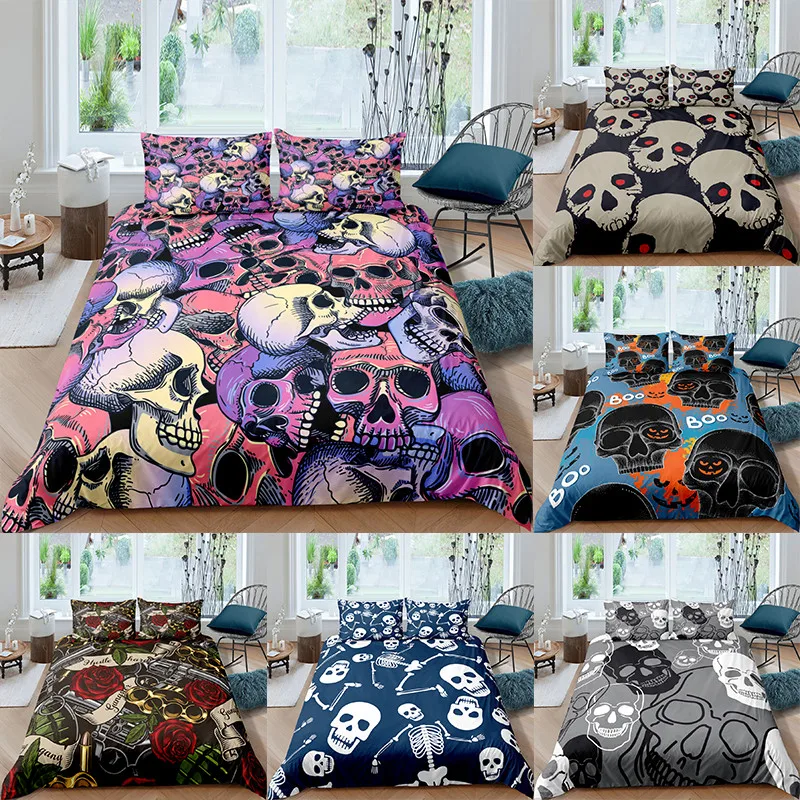 2/3 шт. Комплект постельного белья из микрофибры с принтом черепа|Комплекты белья|