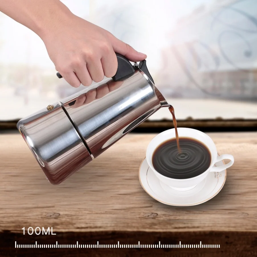 Чайник Moka, Кофеварка, эспрессо, плита, Перколятор, эспрессо, чайник, плита, топ, Кофеварка, итальянский эспрессо, Кофеварка, горшок - Цвет: 100ml