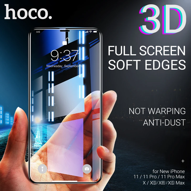 hoco закаленное стекло для 11 Pro Max X Xr Xs защита экрана против отпечатков пальцев