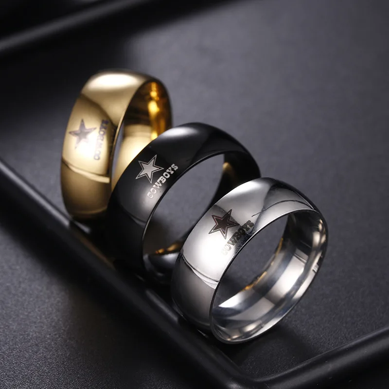 

Trendy Star Rings Stainless Steel Fashion Classic Denim Finger Rings For Men Women US Size Ornaments Jewelry Accessories
