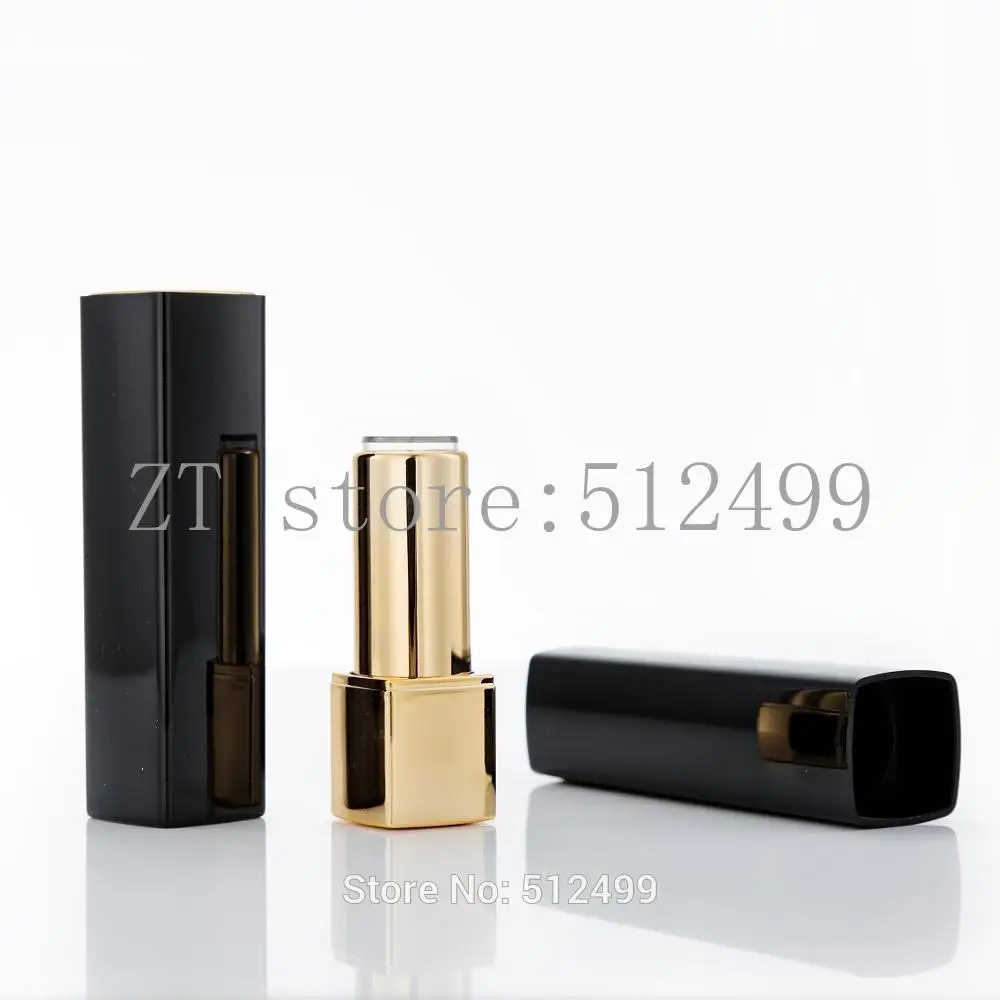 

free shipping 10/30/50pc empty High quality DIY new 12.1mm square pressure lipstick tube balck red Lip balm container bottle