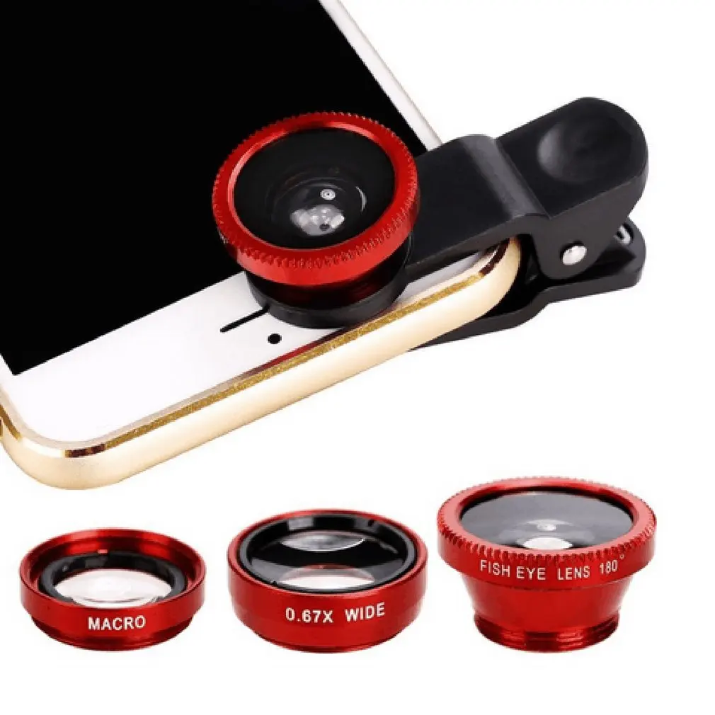 

3-in-1 Multifunctional Phone Lens Kit Fish Lens+Macro Lens + Wide Angle Lens Transform Phone Into Professional Camera