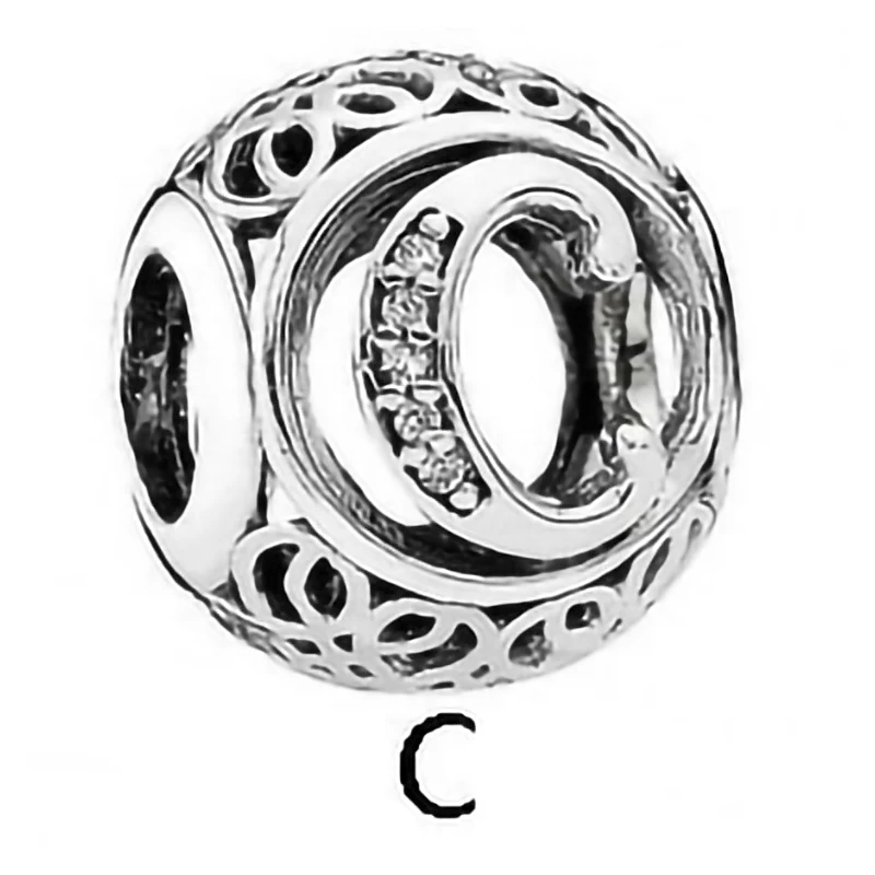 LR Браслет из серебра 925 пробы с бусинами в виде букв на английском языке |