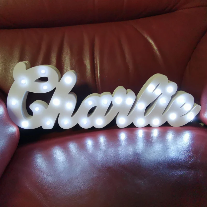 Белый светодиодный ночсветильник с именем и логотипом лампа буквами настенная