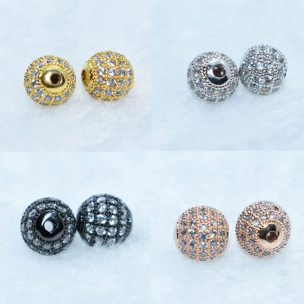 

1Pc Zircon Gemstones Pave Round Ball Bracelet Connector Charm Beads Silver Golden Sparkling Zircon Gemstones Handmade Decoration