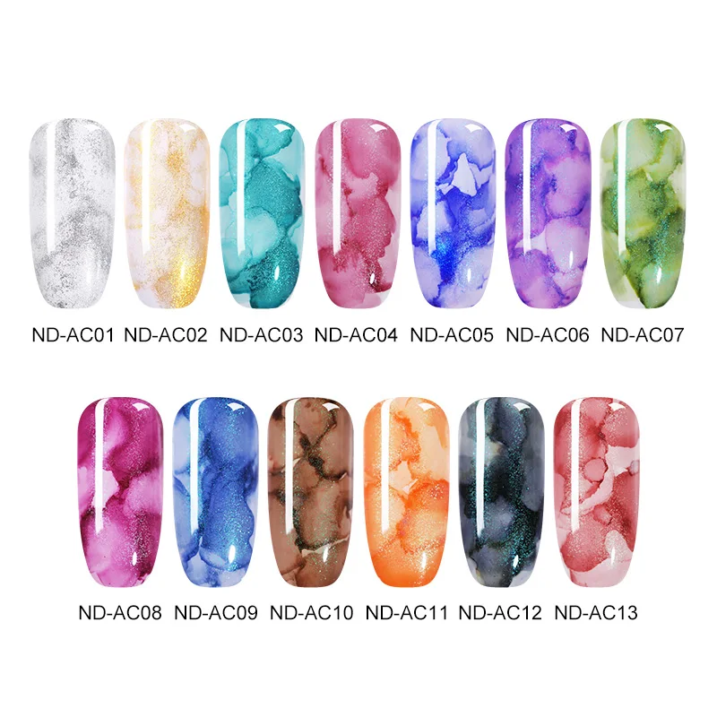 Цветной лак для ногтей NICOLE DIARY 6 мл акварельные мраморные чернила Блестящий