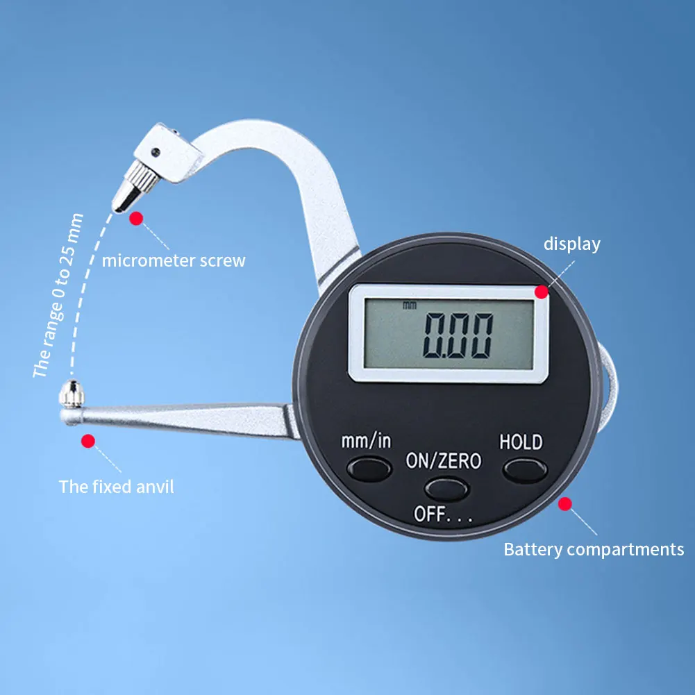 

Digital Thickness Caliper Mini Gauge Pointer LCD Screen High Precision Electronic Measuring Tool No Battery Accurately Measure