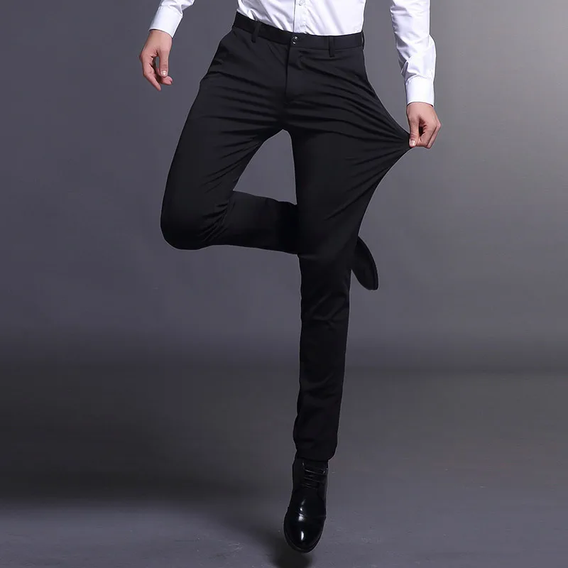 

2021 new four seasons solid color business leisure professional men's formal trousers fashion slim British trousers