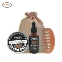 new 3pcsset beard natural organic oil mustache wax comb set styling grooming beard balm with mustache comb beard cream kit