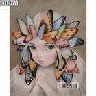 CHENYI 5D DIY алмазная живопись девушка бабочка мультфильм вышивка крестиком художественное ремесло полный квадратныйкруглый стразы домашний декор