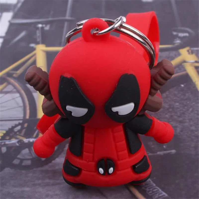 Comic Anime Superman Batman Captain America Iron Man Deadpool Cosplay Keychain Pendant Accessories Rubber Gift
