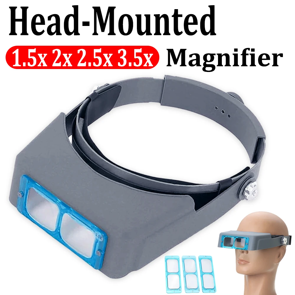 

1.5x 2x 2.5x 3.5x Head Wearing Magnifier Optical Glass Lens Headband Eyewear Loupe Hand Helmet Magnifying Glass Spectacles