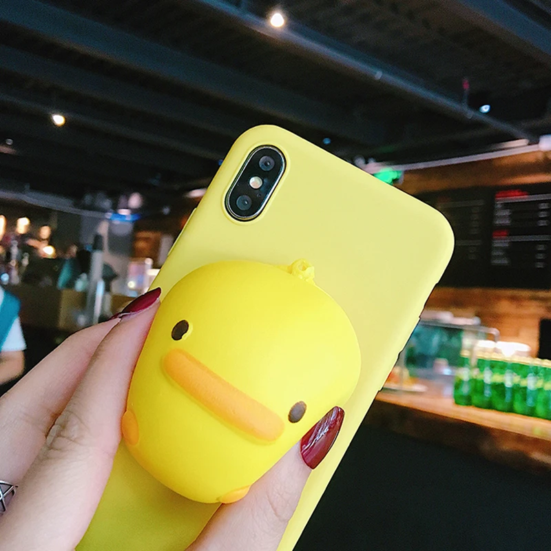 funny soft 3D yellow duck silicone phone case on for huawei honor 9 lite 8 10 7a 7c pro play v10 7s 8X 7x cute matte back cover | Мобильные
