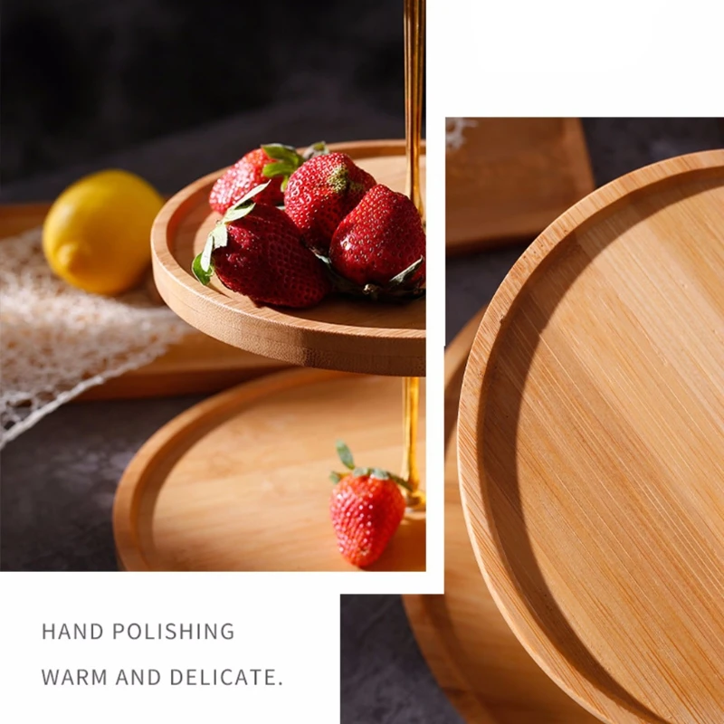 Двухуровневая бамбуковая подставка для кексов десертная тарелка контейнер