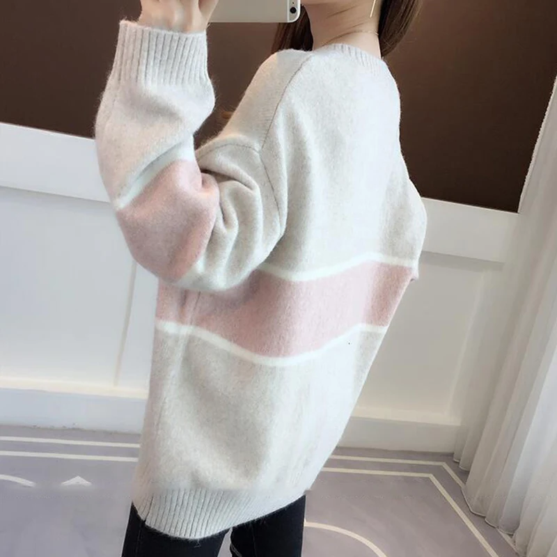 Женский свободный вязаный свитер TIGENA толстый теплый пуловер для женщин на зиму |