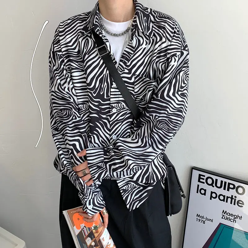 

Spring Striped Shirt Men's Fashion Retro Casual Shirt Men Streetwear Korean Loose Long-sleeved Shirts Mens Dress Shirt M-XL