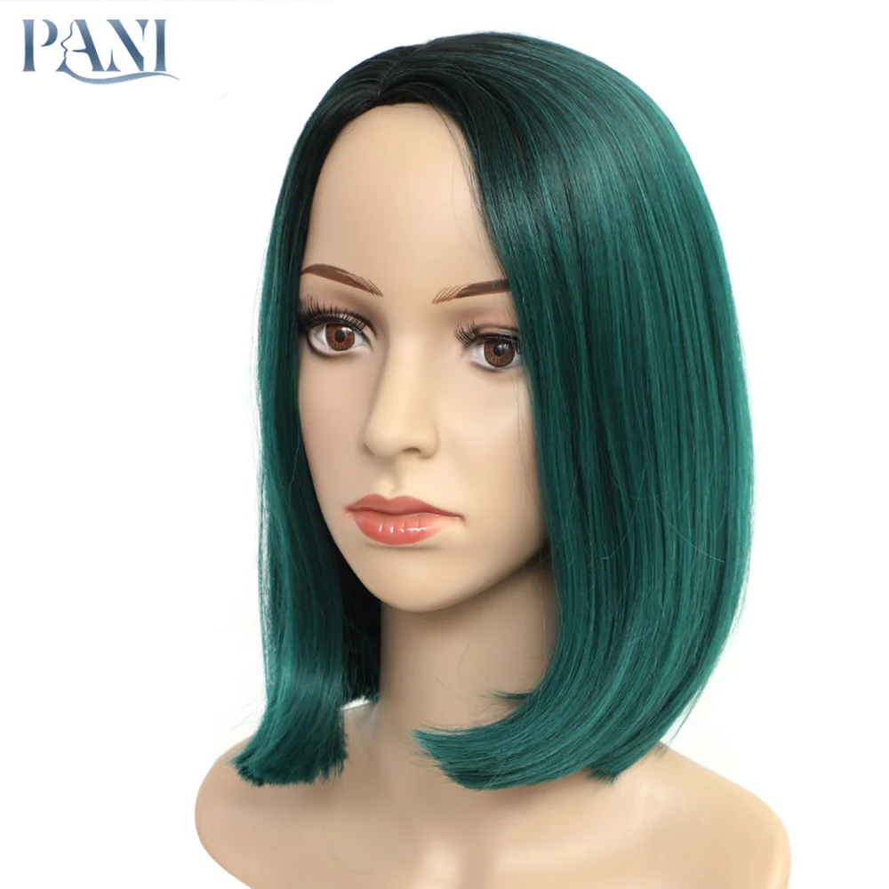 PANI женские короткие парики парик из серебристого Боба с темным корнем