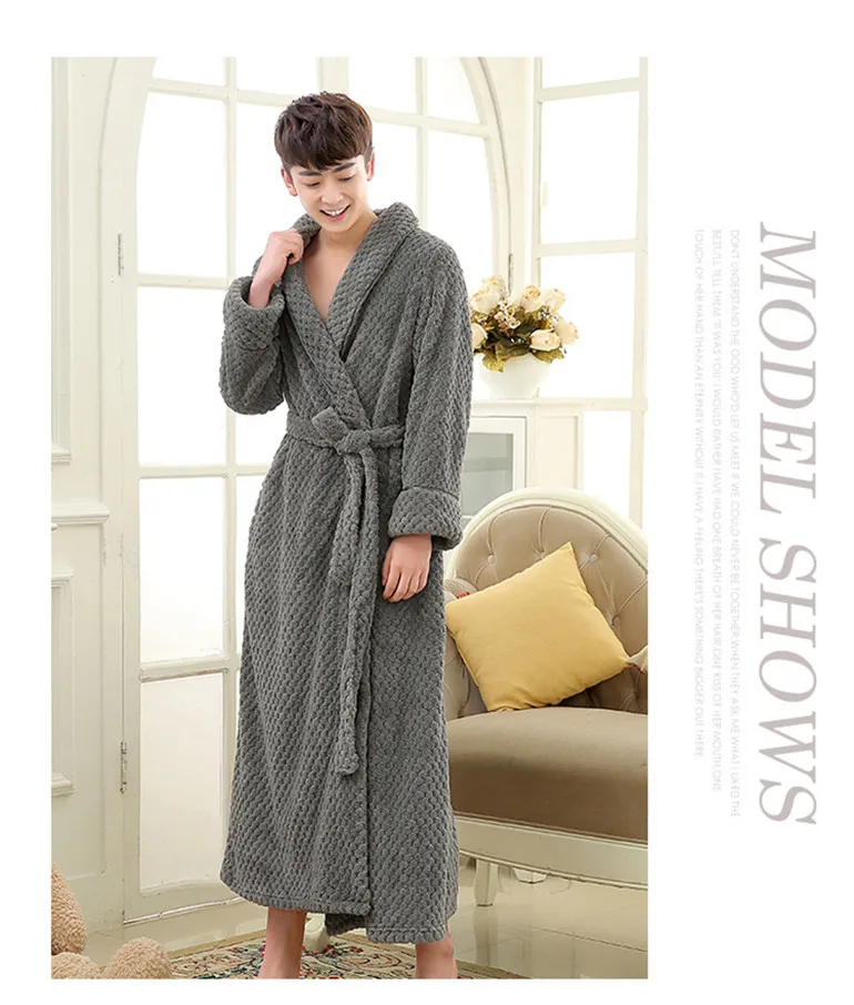 Фланелевая ночная рубашка женская зимняя утолщенная удлиненная Коралловая бархатная Женская халат с отложным воротником Мужская Ночная рубашка Большой Халат