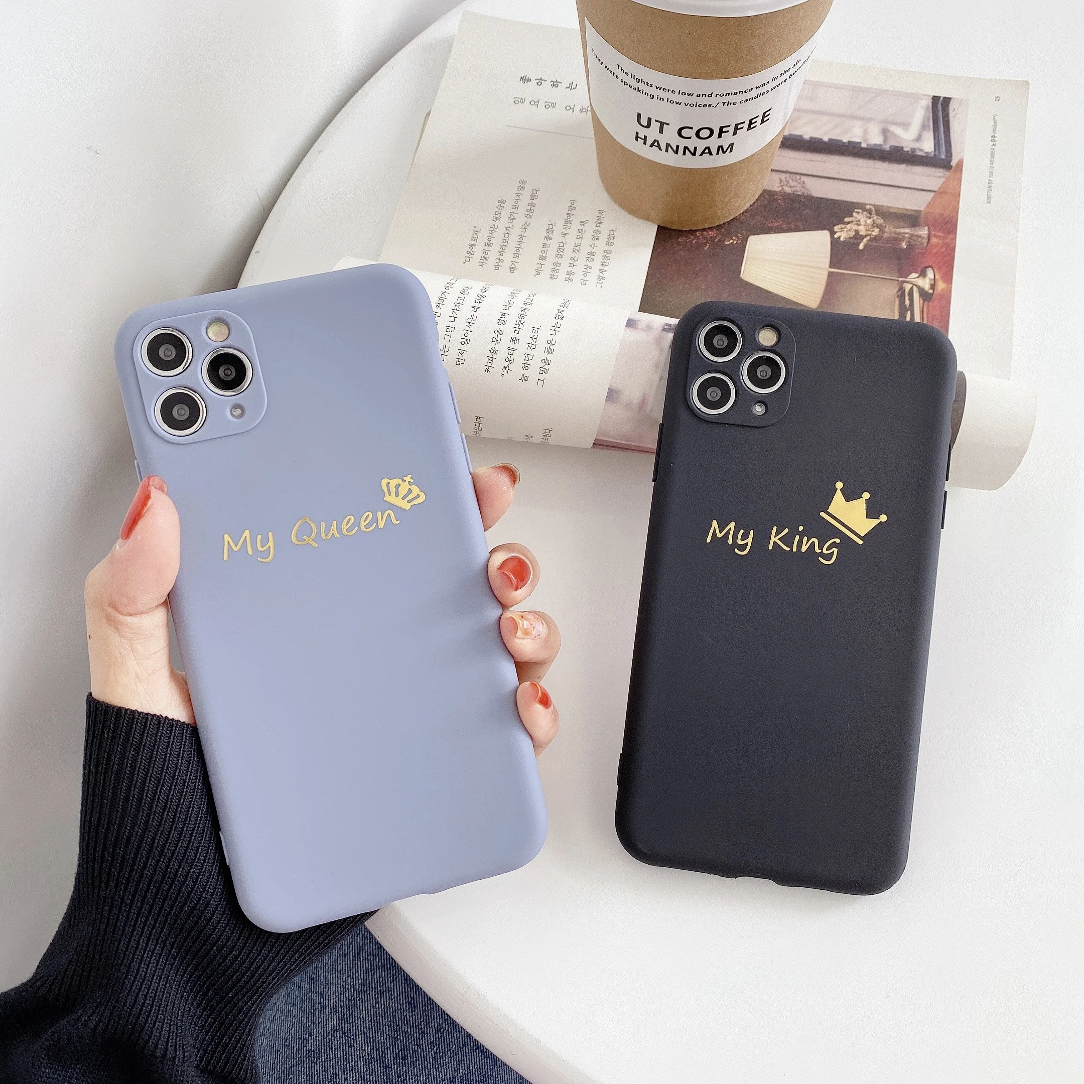 

King and Queen couple models are suitable for iphone11ProMax mobile phone case 7 / 8plus x xsmax xr protective cover