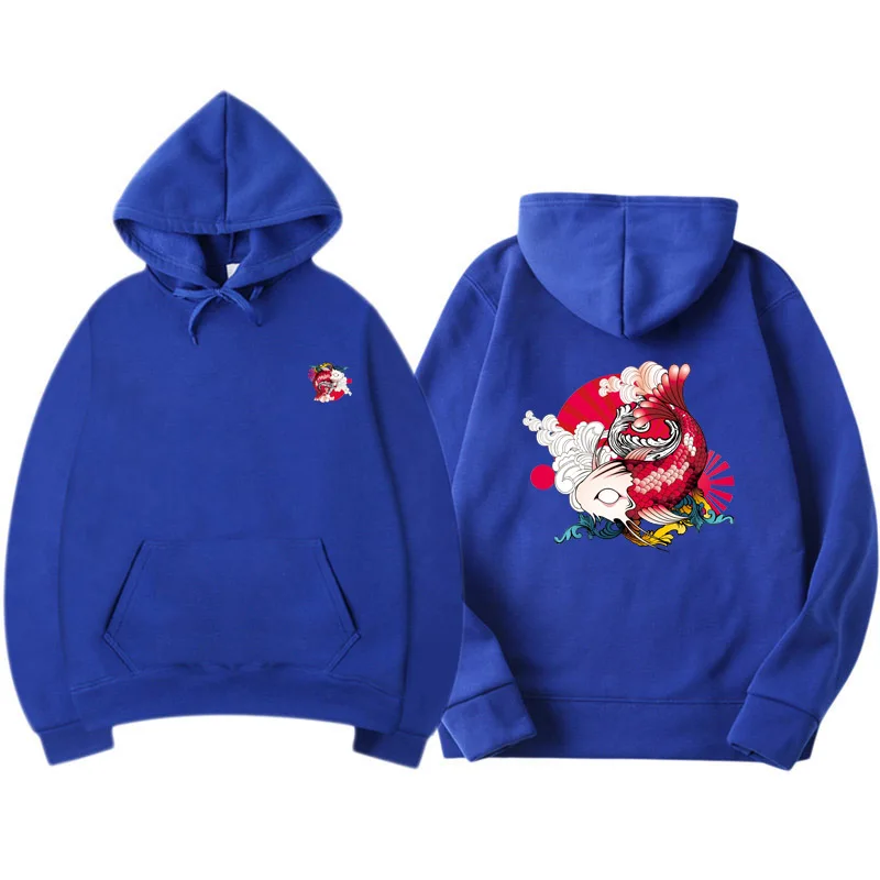 Мужские толстовки в японском стиле укиё Модные свитшоты с принтом волны карпа