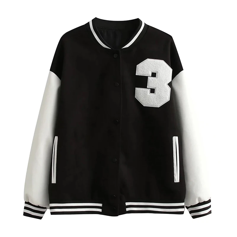 

Big Letter Pringting Baseball Coat For Women 21/22 Winter Spring Fashion Street Style Cool Girl Single-Breasted Woolen Jacket