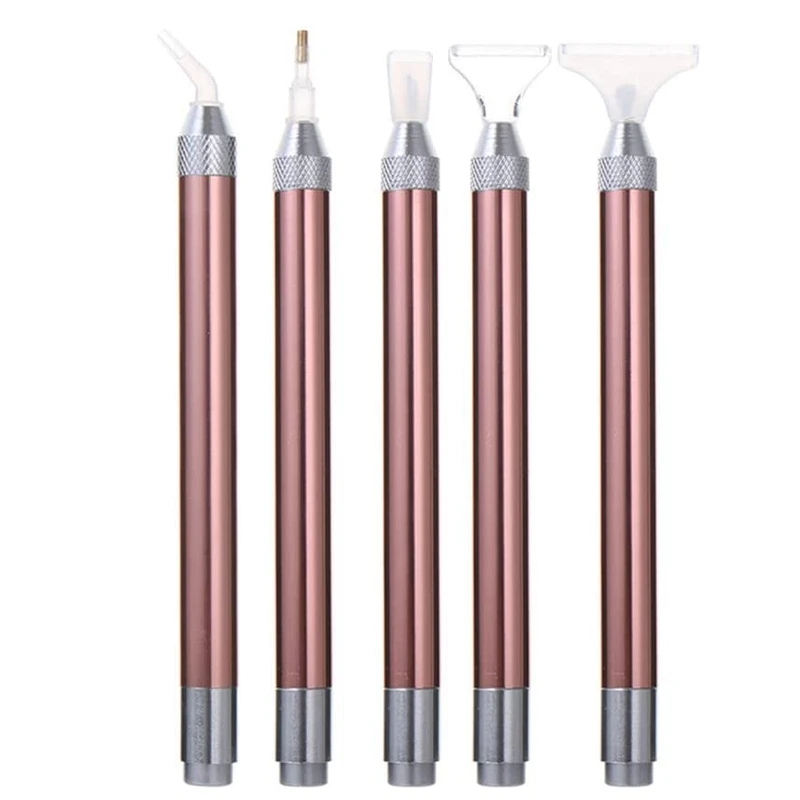 

5 Pieces of Luminous Point Drill Pen Lighting Diamond Point Pen 5D Drawing Diamond Pen Cross Drill Pen Tool