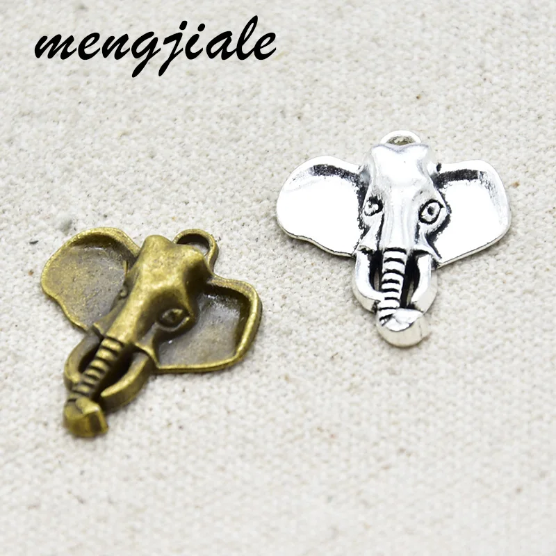 

10pcs Wholesale Two Color Elephant Head Charms Zinc Alloy Metal Pendants For DIY Handmade Jewelry Accessories Making 26*23mm