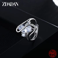 zdadan 925 sterling silver open cz horse eye ring ladies fashion retro jewelry party gift