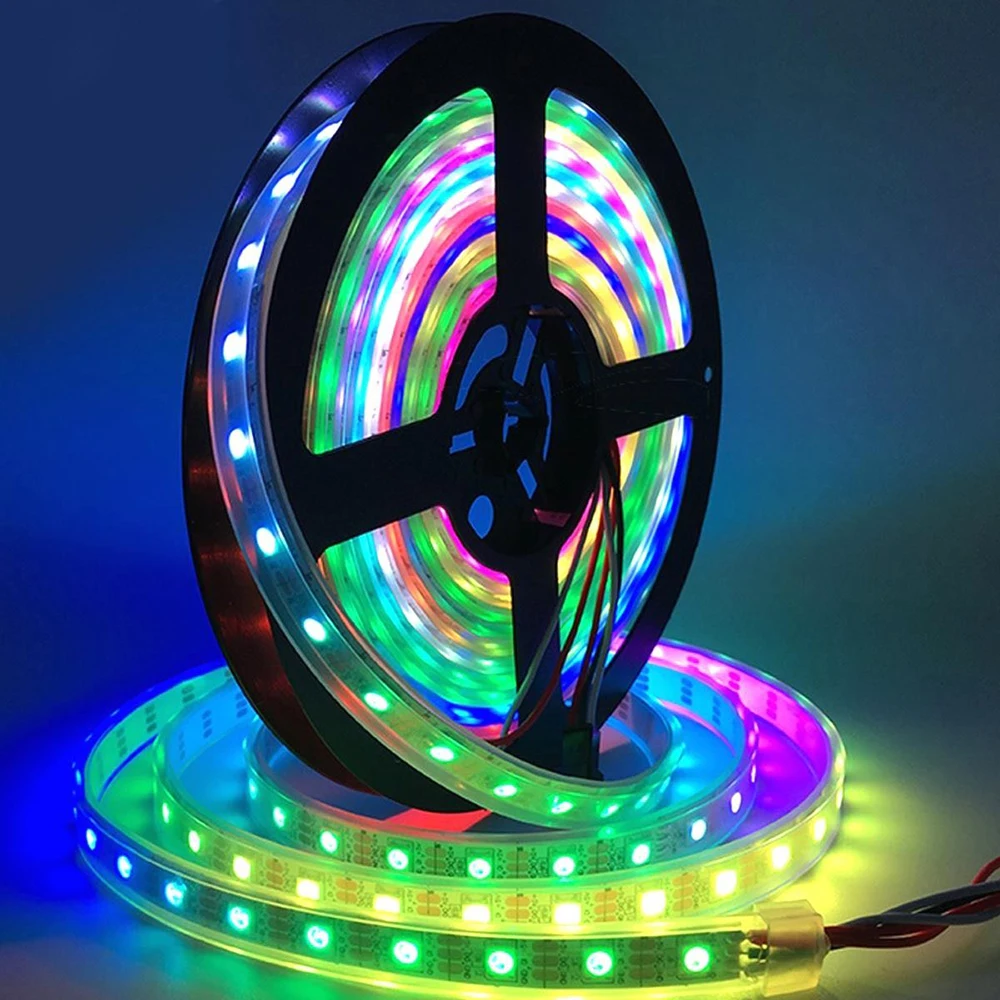 

12V Flexible 5050 RGB LED Strip Lights, WS2811 IC LED Tape, Multi-colors, 300 LEDs, IP67 waterproof, White PCB Tube Light Strips