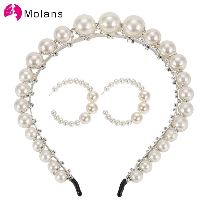 Женские серьги кольца molan Boho белые имитация большого жемчуга круглые золотого
